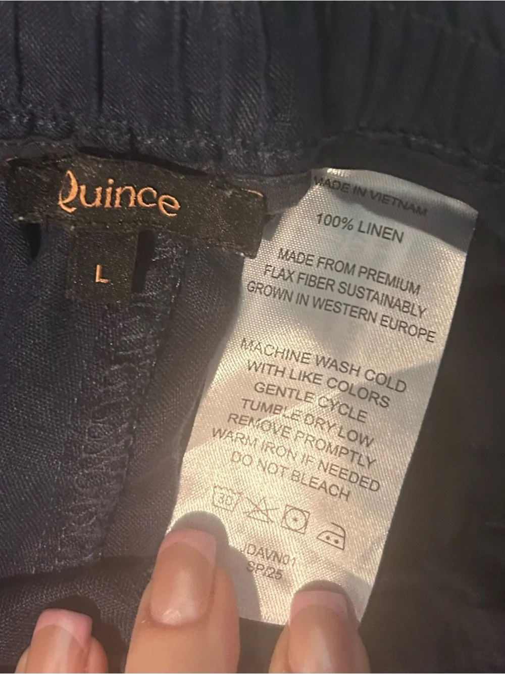Quince 100% European Linen Wide Leg Pull-On Pants Navy Large